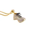 Sautoirs Cubic Zircon Gold Large Chaussure Pendentif Collier Hip Hop Street Style Acier Inoxydable Avant Arrière Chain1