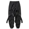 11 BYBB'S DARK Multi Pockets Letter Print Ribbon Cargo Pants Streetwear Casual Harajuku Sweatpants Hip Hop Joggers Men Trousers 201110