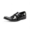 Chaussures d'affaires en cuir véritable pour hommes, Brogues noires à enfiler, chaussures Oxford formelles pour hommes, chaussures habillées avec chaîne en métal
