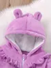 Baby 3D Ears Design Ruffle Trim Hooded Teddy Jacket SHE