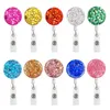 Office Supplies 10 Colors Badge Reel Sequin round easy pull buckle ID Badges Holder rotary alligator clip Badges-Clip T9I001818