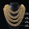 20mm Miami Cuban Link Chain Gold Silver Color Necklace Armband Iced Out Crystal Rhinestone Bling Hip Hop Men smycken halsband2980