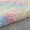 Красочные ковры Shaggy Carpet для гостиной прикроватный коврики радуги цвет мягкий пушистый плюшевый ковер спальня дома декор 220301