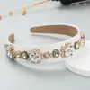 Trendy Crystal Flower Headband Elegant Flash Rhinestone Beaded Hairband Female Party Hair Accessory Bezel