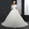 New style square neck wedding dress lace robe de mariee manche longue princess applique bridal ball gown robe blanche mariage