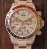 Chrono Eta 7750 Orologi Cronografo automatico da uomo Orologio da uomo Acciaio 904L Quadrante con diamanti Lunetta Cristallo Oro rosa Arcobaleno 116598 197P