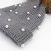 Pearl Wool Beanies Women Real Natural Fur Pom Poms Fashion Pearl Sticked Hat Girls Female Beanie Cap Pompom Winter Hat For Women3093
