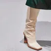 Kadın Diz Çizmeleri Yeni Moda Yüksek Topuk Kış Ayakkabı Kadın Kare Toe Seksi Uzun Boot Sıcak Parti Ayakkabı Boyutu 35-43