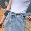 High Waist A-line Denim Skirt Women Vintage Loose Plus Size Elastic Jean Skirt Summer Straight Pencil Skirt White Black 201111