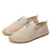 Mężczyźni Espadrilles Buty Moda Oddychająca Płótno Buty Czarne Brown Linen Casual Men Buty