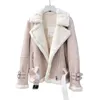 Giacca invernale da donna in pelle scamosciata moda addensare caldo cappotto in pelle da motociclista donna cappotti larghi corti streetwear