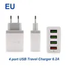 Carregador Rápido3.0 FAST 4 Ports Viagens Carregador 6.2a USB para Samsung Galaxy S8 Xiaomi 5 para iPhone Adaptador EU / EUA Plug Prático Conveniente DZ31