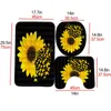 4PCS Set Sunflower Butterfly Print Shower Curtain Waterproof Bathroom Curtain Toilet Cover Mat Non-Slip Rug Set Bathtub Decor LJ20351w