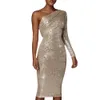 Sequined Evening Dresses One-Shoulder Onique Collar Wrapped Chest Afton Dress Fashion Sequins Nightclub Sexy Women's Clothing