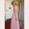 Neue erröten rosa Ballkleider mit V-Ausschnitt, ärmellos, A-Linie, Applikationen, Spitze, Tüll, langes formelles Abend-Partykleid, Vestidos de Baile