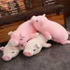 40 ~ 110 cm Squishy Pig peluche poupée allongé en peluche cochon jouet blanc/rose animaux doux peluche main plus chaude couverture enfants réconfortant cadeau 220314