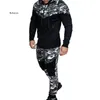 Erkek Eşofman Erkekler Nedensel Kamuflaj Patchwork Setleri Camo Fermuar Ceket + Pantolon 2 adet Eşofman Sportwear Hoodies Kazak Pantolon Suit Artı Siz