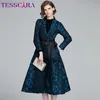 Tesscara Kobiety Jesień Wiosna Luksusowy Jacquard Blazer Trench Płaszcz Kobieta Vintage Designer Eleganckie Biuro Damskie Odzież Odzież Płaszcze 201211