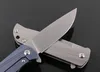 High-End Flipper Klappmesser D2 60HRC Stonewashed Drop Point Klinge TC4 Titanlegierung Griff Kugellagersystem EDC Taschenmesser