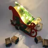 Albero di slitta di Natale Calendario dell'avvento in legno Conto alla rovescia Decorazioni per feste di Natale 24 cassetti con ornamento luminoso a LED 201127