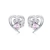 Blue Crystal Pet Paw Stud Earrings for Girl Heart Shape CZ Footprint Ear Studs Jewelry Women Design Bijoux SCE65432155083212063