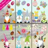 Pasen Gnome Stickers 9 vellen / partij Pasen-venster Cling Stickers Decoraties Dubbelzijdige Pasen Gnome Decals Bunny EI Patronen