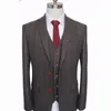 Custom Made Woolen Mörk Brown Sillben Tweed British Style Mens Suit Skräddarsy Slim Fit Blazer Wedding Men Suit 3pcs 201123