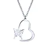 Stainless Steel heart butterfly Necklace pendants Hollow for women fashion jewelry will and sandy gift