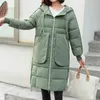 Vrouwen parka's winter aankomst oversized capuchon jas vrouwelijk Koreaanse grote zak vaste katoenpadded lange jas 201201