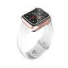 완전히 투명 강화 유리 케이스 소프트 TPU 풀 커버리지 Apple Watch 4 5 6 SE 액세서리 프로텍터 쉘 케이스 40mm 44mm