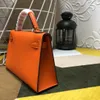 20cm Shoulders Bags Handmade Quality Epsom Leather Design Mini Bag Orange Color Waxline Thread Wholesale Price Fast Delivery
