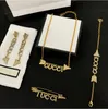 2020 classic retro letters with diamonds fashion arrow necklace bracelet selected high version material set female free shipping