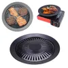 Rotondo ferro antiaderente BBQ Pan Pollo arrosto Piastra per barbecue Pentole Porta vassoio Cucina di casa Campeggio all'aperto Utensili da cucina Pentole 201223