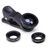 7 kleuren universeel 3 in 1 groothoek macro fisheye lens camera mobiele telefoon lenzen vis oog lites