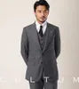New Design Dark Grey Wedding Peak Lapel Slim Fit Men Suits Groom Tuxedos Men Party Groomsmen Suits (Jacket+Pants+Tie+Vest) 2600