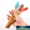 1Pcs Food Grade Silicone for Butter Cooking Multicolor Mini Spatula Bamboo Handle Baking Tools Multi Purpose