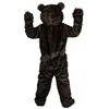 Costume de mascotte d'ours noir aux cheveux longs d'Halloween, personnage de dessin animé en peluche de haute qualité, personnage de thème animé, taille adulte, Noël, carnaval, festival, déguisement