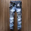 Heren jeans Europees Amerikaans Slanke rits vrijetijdskatoen Rechte buis gewassen broek 220302