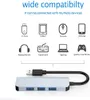 Adaptador de hub de dados USB 3.0 de 4 portas Divisor ultra fino e leve Compatível com MacBook Air/Pro/Mini, iMac, Surface Pro, MacPro, laptops, unidades flash USB, HDD móvel