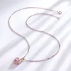 Umcho Solid 925 Sterling Silver Wisiorki Naszyjniki Dla Kobiet Rose Różowy Morganite Charm Heart Wisiorek Dla Dziewczyny Prezent Fine Jewelry Q0531