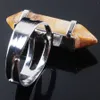 WOJIAER Einzigartiger Ring für Frauen, sechseckiger natürlicher Bild-Jaspis-Stein, Perlenringe, silberfarben, Party-Schmuck X3016