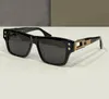Vintage Square Pilot Solglasögon för män Shiny Black/Blue Lens Sun Glass Wrap Solglasögon UV -glasögon med låda med låda