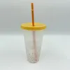 24oz Color Changing Confetti Cup Magic Plastic Drinking Tumblers with Lid and Straw Reusable Cold Cup Summer Beer Mugs CCA12574 50pcs