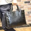 Aktentaschen KIBDREAM Vintage Stil PU Männer Aktentasche Tasche Solide Büro Business Datei Laptop Handtasche Mode Kaffee1