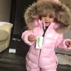 Inverno quente bebê macacão macacão crianças pato para baixo macacão snowsuit criança crianças meninos meninas pele com capuz macacão traje roupas 28240057