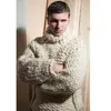 Winter Super chunky Men's Turtleneck Sweater Loose casual handmade thick wool Sweater coat Thick warm male winter clothing 201105