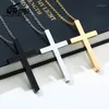 Hängsmycke Halsband Eyeyoyo Klassisk Blank Kors Bön Kristus Rostfritt Stål Män Kvinnor Religion Lucky Smycken1