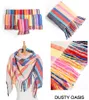 Classical Women Plaid Scarves with Tassel Wrap 110*110 Stripe Shawl Winter Squared Neckerchief Grid Scarf Female Warm Tippet Lattice Blanket