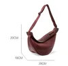 Drawstring 2022 Women Slouchy Banana Crossbody Bag Lady Wine Red Black Color Shoulder Sling Bags Zipper Half Moon PU Leather Chest