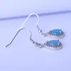 ROLILASON – lustre suspendu en zircone, design goutte d'eau, Super fournisseur, opale de feu bleue, argent, bijoux à la mode, boucles d'oreilles OE6841